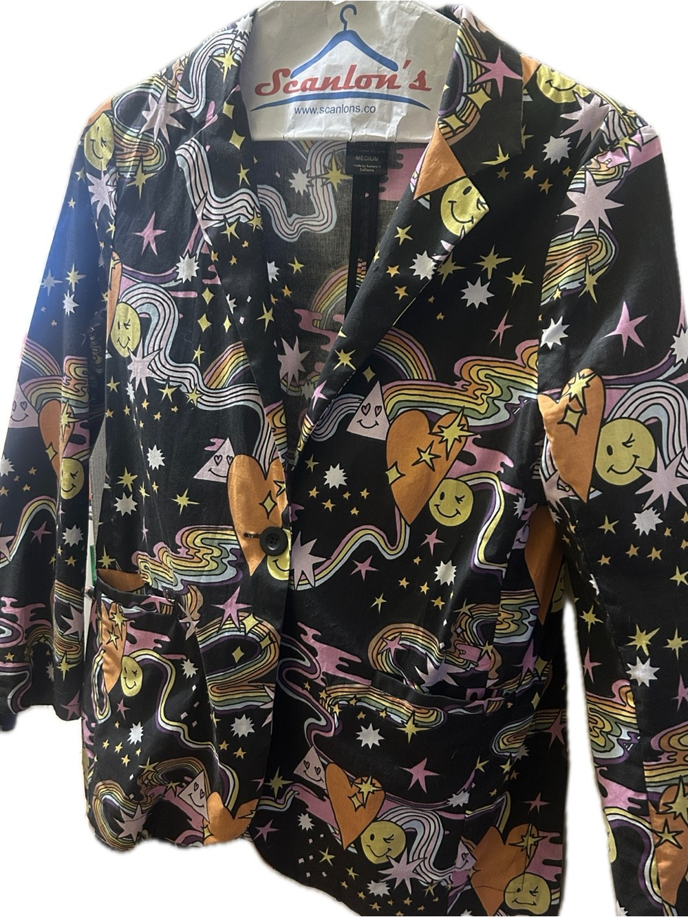 Nooworks 'Better Days' Printed Blazer - Black with Purple & Orange Accents